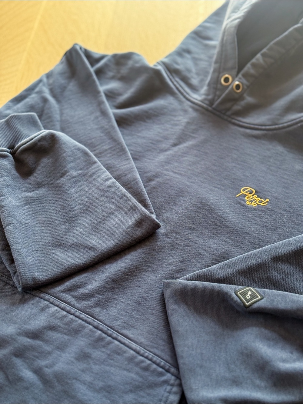 Percival Menswear Navy Embroidered Pullover Hoodie, Size Large